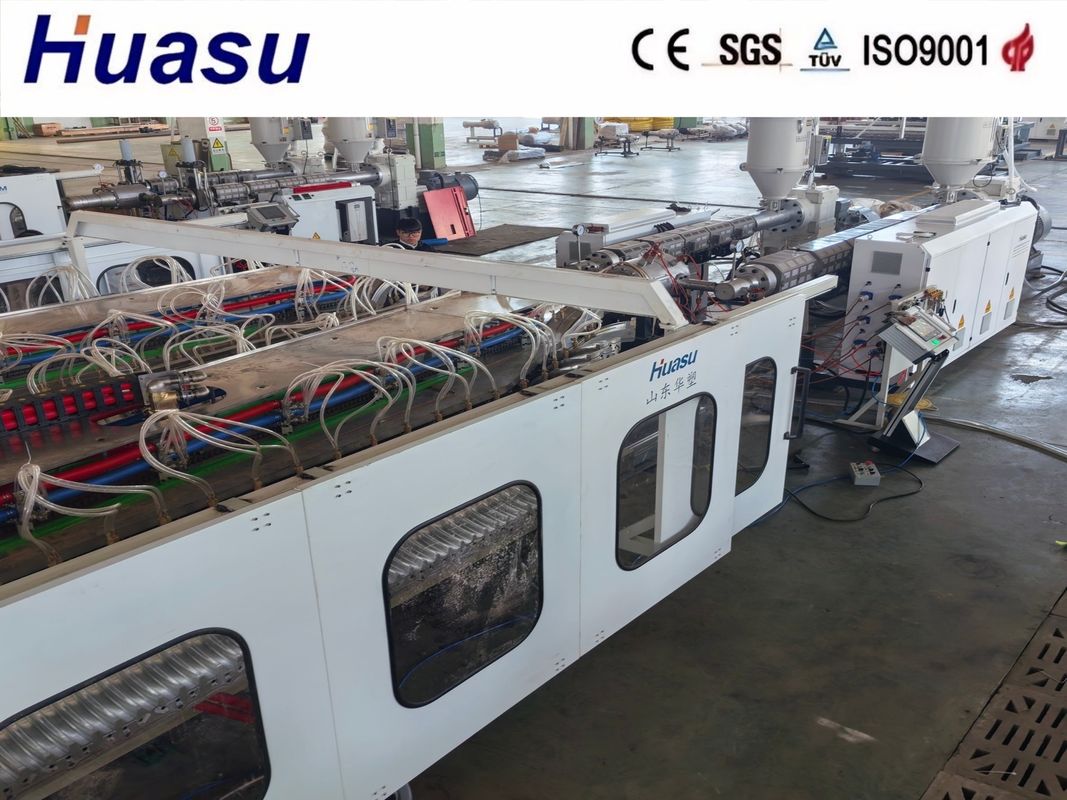Kararlı İş Akışı ve PVC/PE/MPP/PA/HDPE Borular için Online Çan Ağzı Açma Özelliğine Sahip Uzaktan Kumandalı Tek Duvarlı Oluklu Boru Ekstrüzyon Hattı