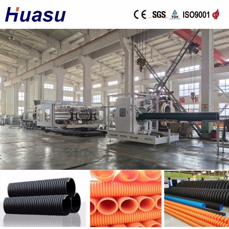 Dual Wall Pipe Production Line with 500mm 1000mm Pipe Diameter Online Cut By Cutting Machine and High-Efficiency Cooling System