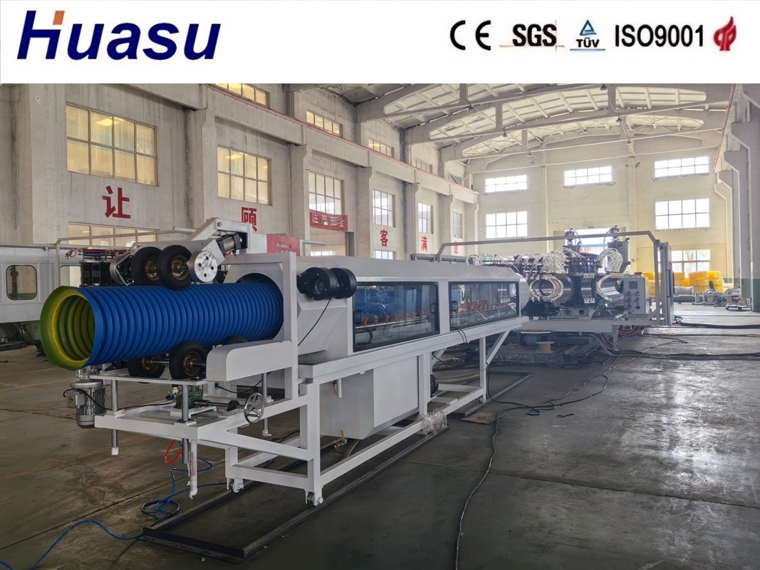 PLC kontrol sistemi ile yüksek kaliteli ekstrüzyon hattı ile tek çift dalgalanmış boru yapım makinesi