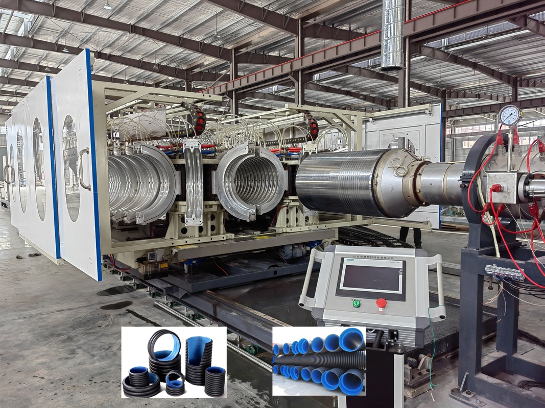 PLC kontrol sistemi ile yüksek kaliteli ekstrüzyon hattı ile tek çift dalgalanmış boru yapım makinesi