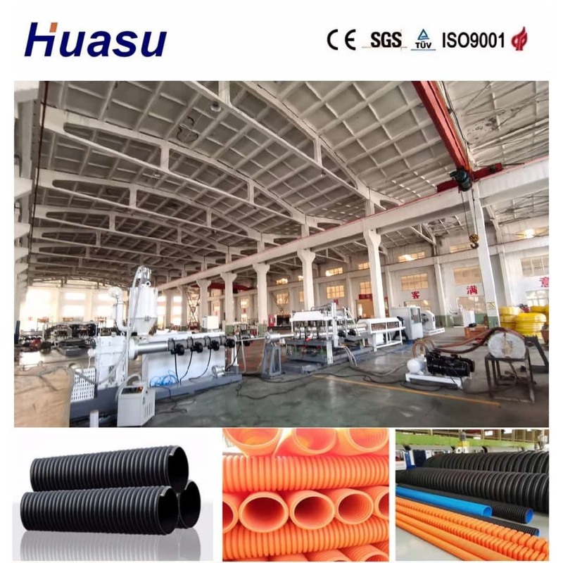 60-2000kg/saat Kapasite 32mm-1600mm çapı ve PLC uzaktan kumanda ile tek duvarlı dalgalanmış boru çıkartma hattı