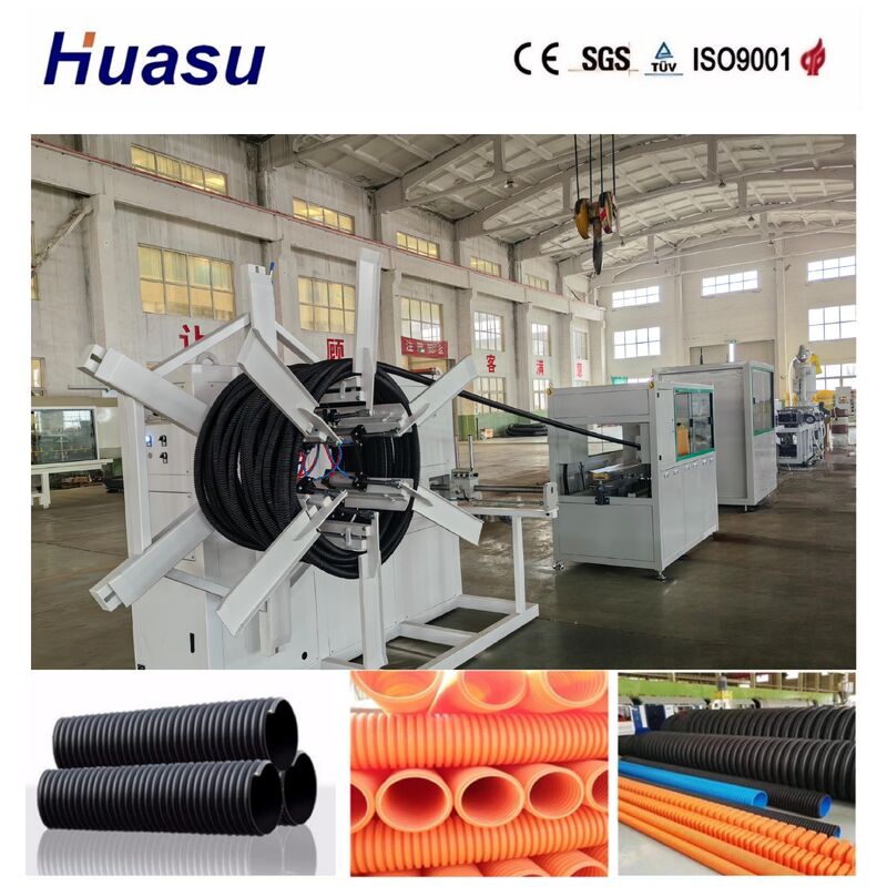 32-1600mm Borulu PE PP PVC HDPE Granülleri Kullanarak PLC Kontrollü Dokunmatik Ekranlı Tek Duvarlı Oluklu Boru Ekstrüzyon Hattı