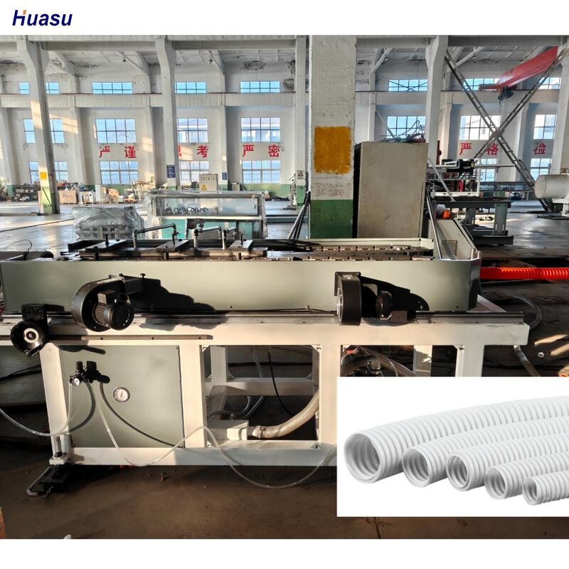 Otomatik sınıflandırmalı HDPE PP PVC çift cidarlı oluklu boru makinesi, boru üretimi için döner kalıp tipinde oluk açıcı özellikli