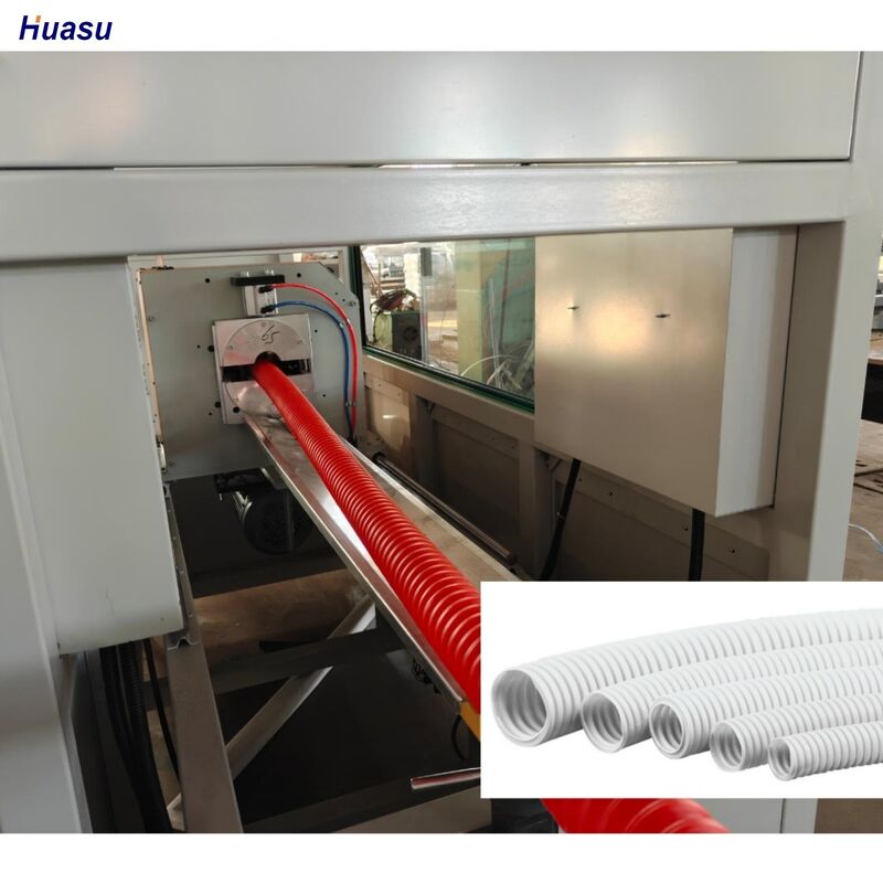 Schneider Siemens elektrik bileşen teknolojisi ile PVC PE PP Tek Duvarlı Oluklu Boru Ekstrüzyon Hattı boru üretimi için