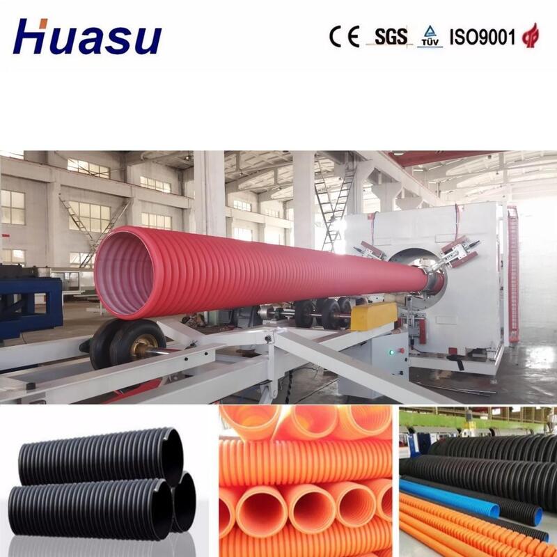 32mm-1600mm Boru Çapı İçin PLC Kontrollü Alüminyum Alaşımlı Kalıp Çift Cidarlı Oluklu Boru Ekstrüzyon Hattı