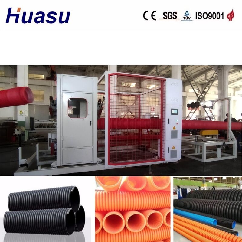 32mm-1600mm Boru Çapı İçin PLC Kontrollü Alüminyum Alaşımlı Kalıp Çift Cidarlı Oluklu Boru Ekstrüzyon Hattı
