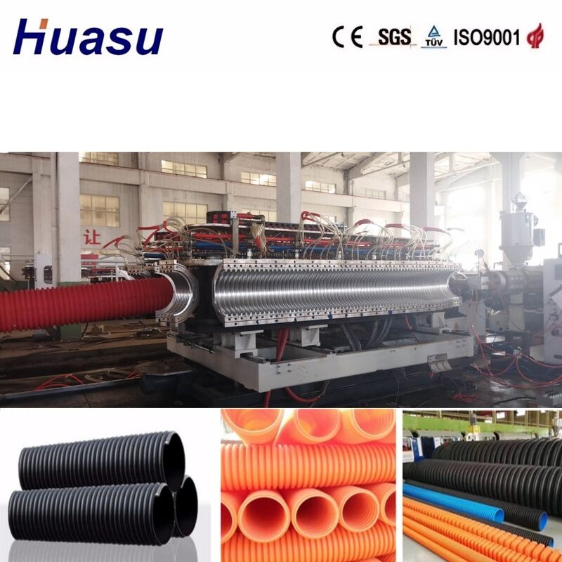 32mm-1600mm Boru Çapı İçin PLC Kontrollü Alüminyum Alaşımlı Kalıp Çift Cidarlı Oluklu Boru Ekstrüzyon Hattı