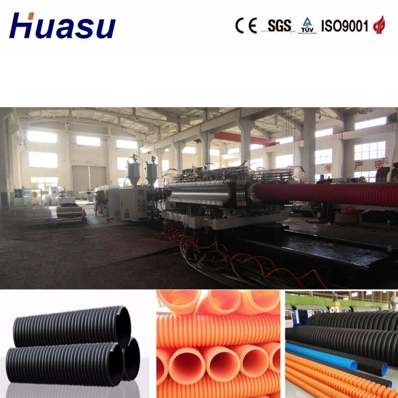 PLC Controlled Double Wall Corrugated Pipe Extrusion Line with 100-1000 Kg/h Capacity and 32mm-1600mm Pipe Diameter