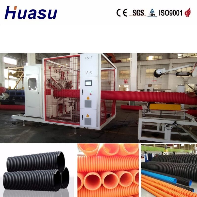 Çift Duvarlı Gömlekli Boru Ekstrüzyon Hattı, 32mm-1600mm boru çapı, Siemens PLC Kontrolü ve Toplu Mühendislik için Yüksek Üretimlilik 100-3000kg / h