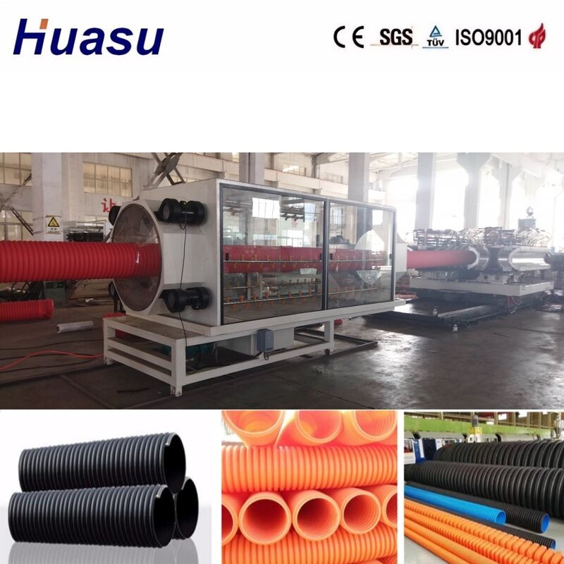 32mm-1600mm Boru Çapı İçin Yüksek Verimli PLC Kontrollü Çift Cidarlı Oluklu Boru Ekstrüzyon Hattı