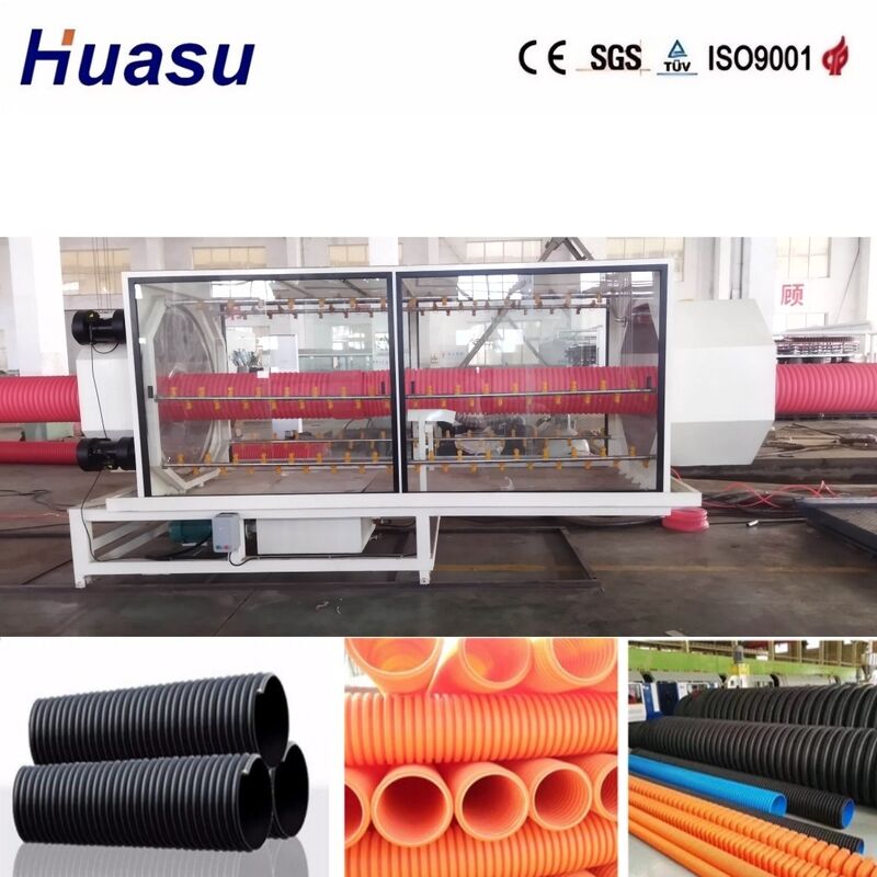 32mm-1600mm Boru Çapı İçin Yüksek Verimli PLC Kontrollü Çift Cidarlı Oluklu Boru Ekstrüzyon Hattı
