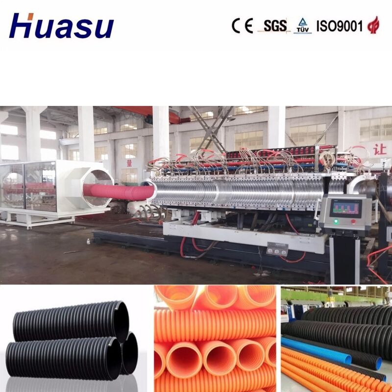 32mm-1600mm Boru Çapı İçin Yüksek Verimli PLC Kontrollü Çift Cidarlı Oluklu Boru Ekstrüzyon Hattı