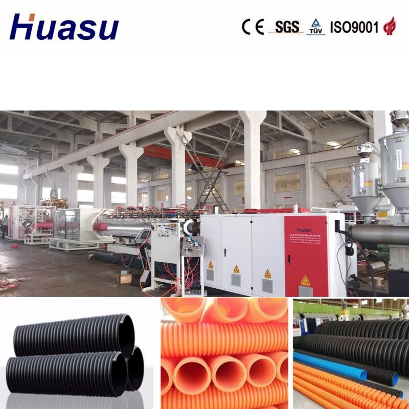 32-1600mm boru çapı Siemens PLC kontrolü ve 100-3000kg/h çıkış kapasitesi ile çift duvarlı dalgalı boru çıkartma hattı