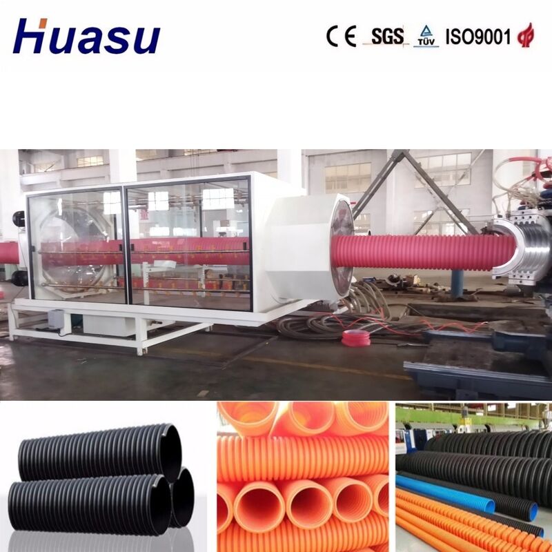 32mm-1600mm Boru Çapı İçin PLC Kontrollü Alüminyum Alaşımlı Kalıp Çift Cidarlı Oluklu Boru Ekstrüzyon Hattı
