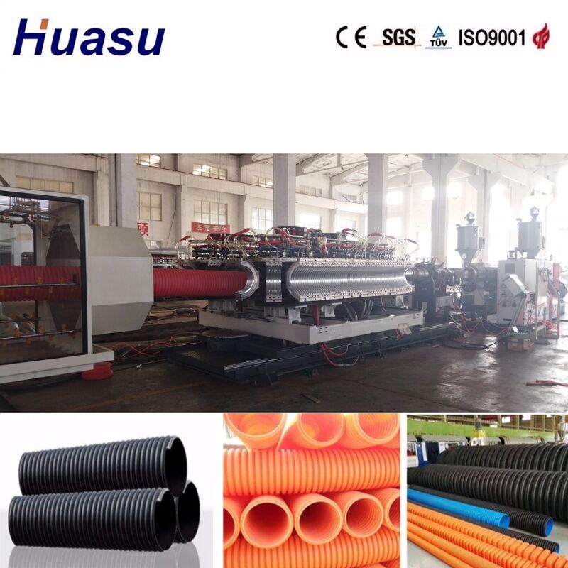 Otomatik Çift Duvarlı Gürültülü Boru Ekstrüzyon Lini, 32mm-1600mm İç Diametresi, Siemens PLC Kontrolü ve 100-1000 Kg/h Üretim Kapasitesi