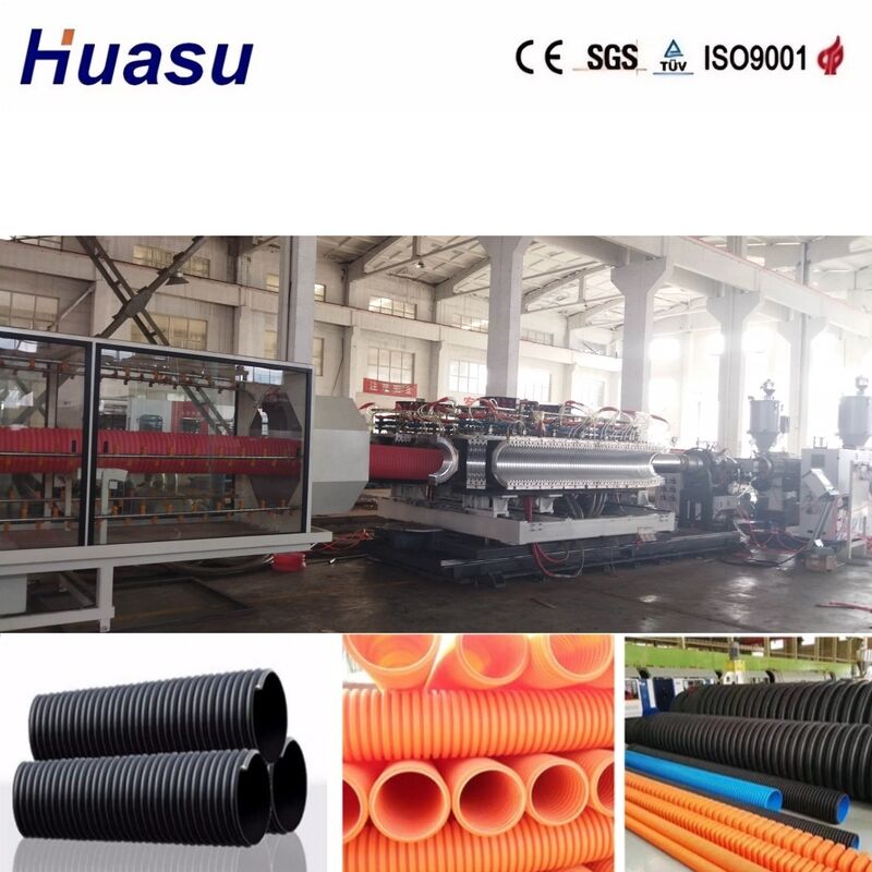 Çift Duvarlı Gömlekli Boru Ekstrüzyon Hattı, 32mm-1600mm boru çapı, Siemens PLC Kontrolü ve Toplu Mühendislik için Yüksek Üretimlilik 100-3000kg / h