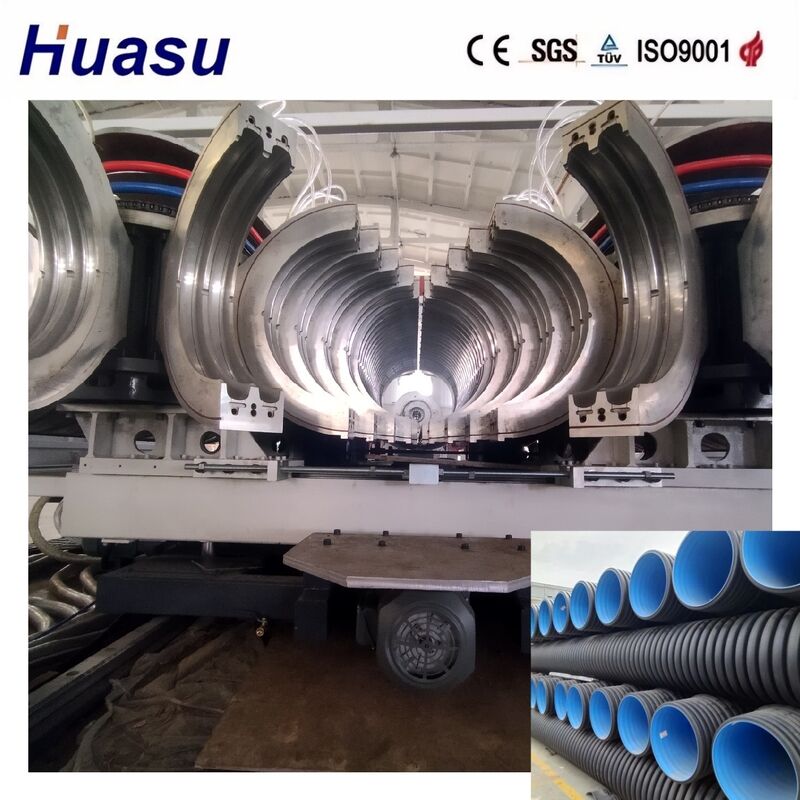 Çift Duvarlı Dönerli Boru Yapım Makinesi 32-1600mm boru çapı aralığı 60-2000kg/h Kapasite ve Siemens Motoru