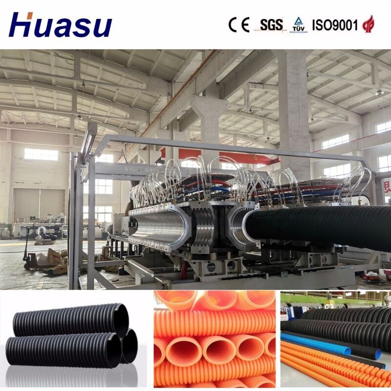 Yüksek üretkenlik için PLC Kontrollü Çift Duvarlı Dalgalanmış Boru Ekstrüzyon Hattı 32-1600mm Boru Diametresi
